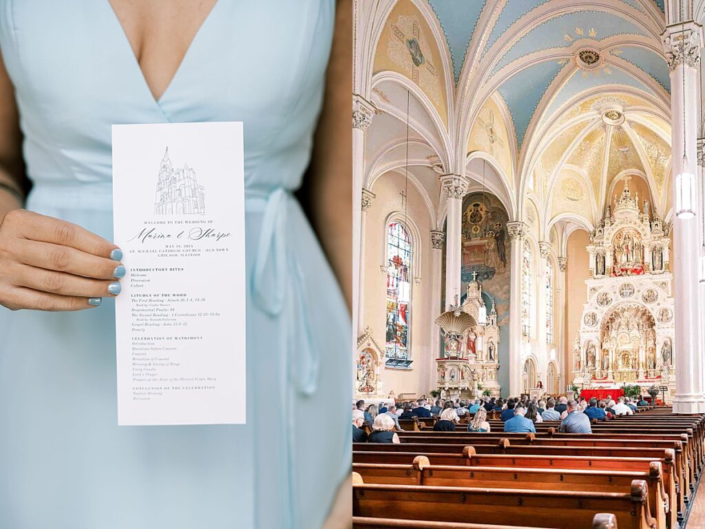 Wedding program and wedding ceremony at St. Michael Catholic Church