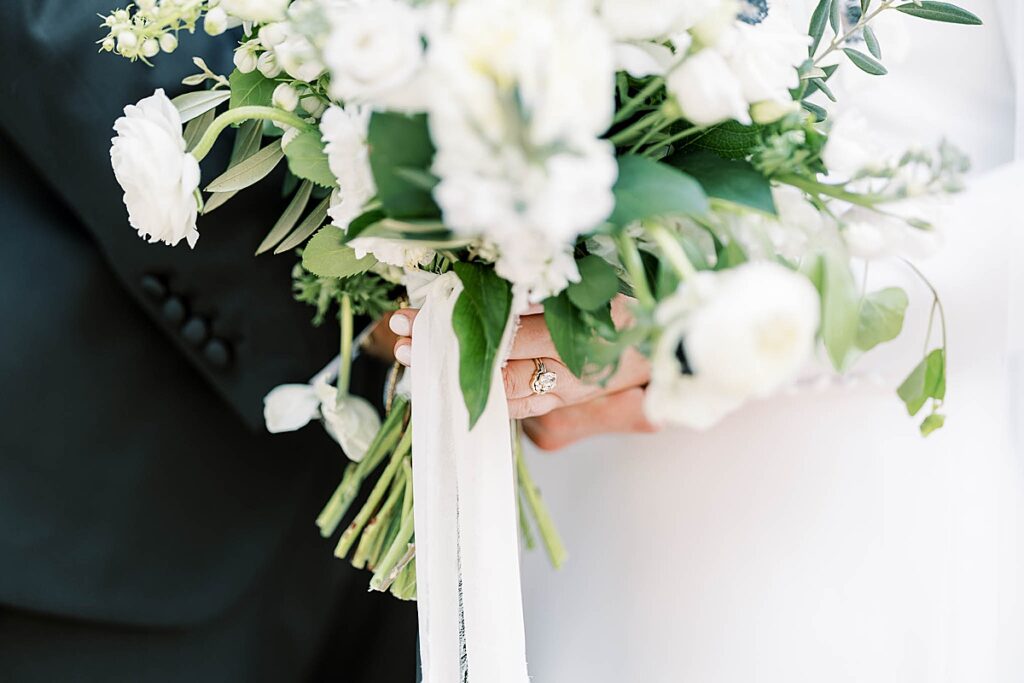 Green and white wedding bouquet