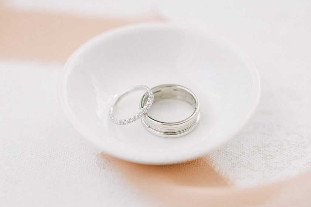 Tacori wedding rings in white dish