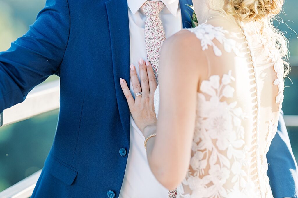 Back of bride's lace wedding dress