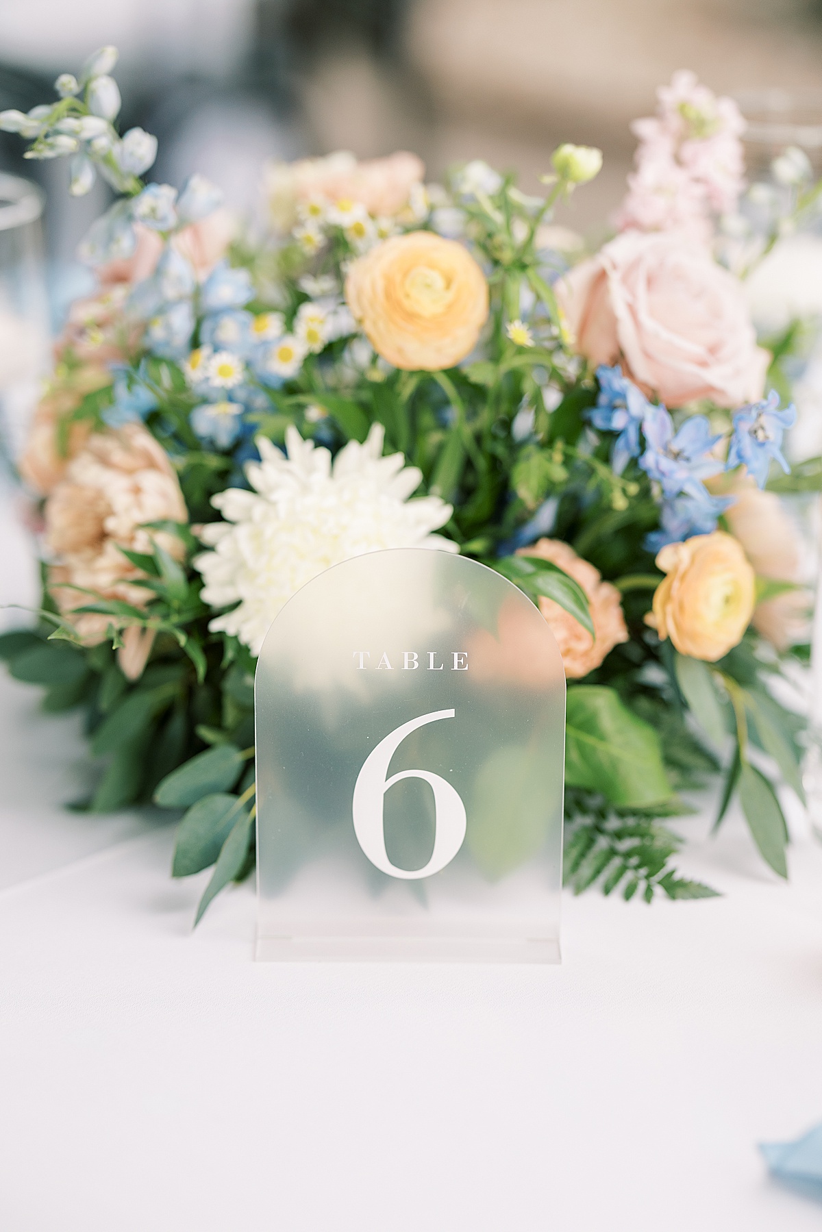 Opaque table number with number 6