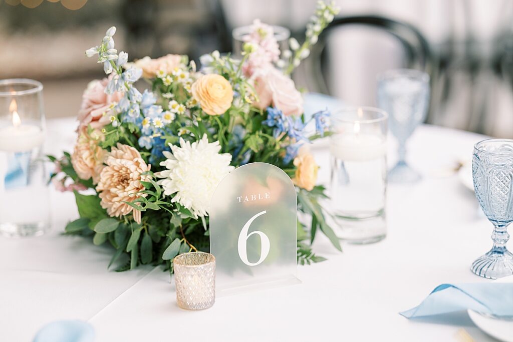 Opaque table number for wedding reception