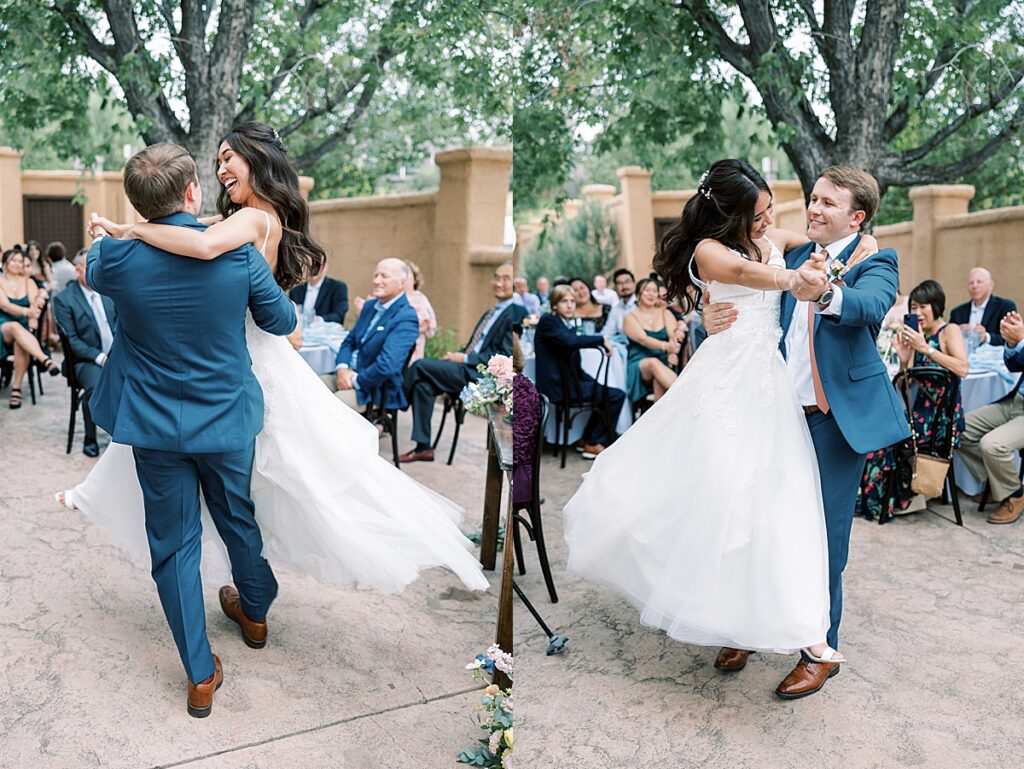 Groom spins bride during first dance