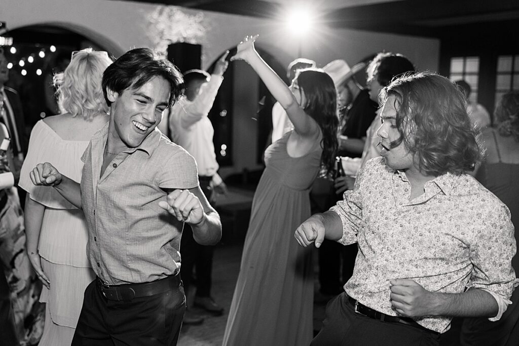 Wedding guests dancing