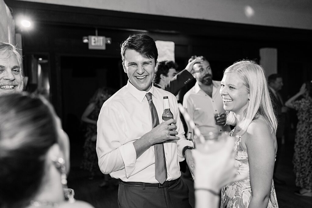 Wedding guests dancing