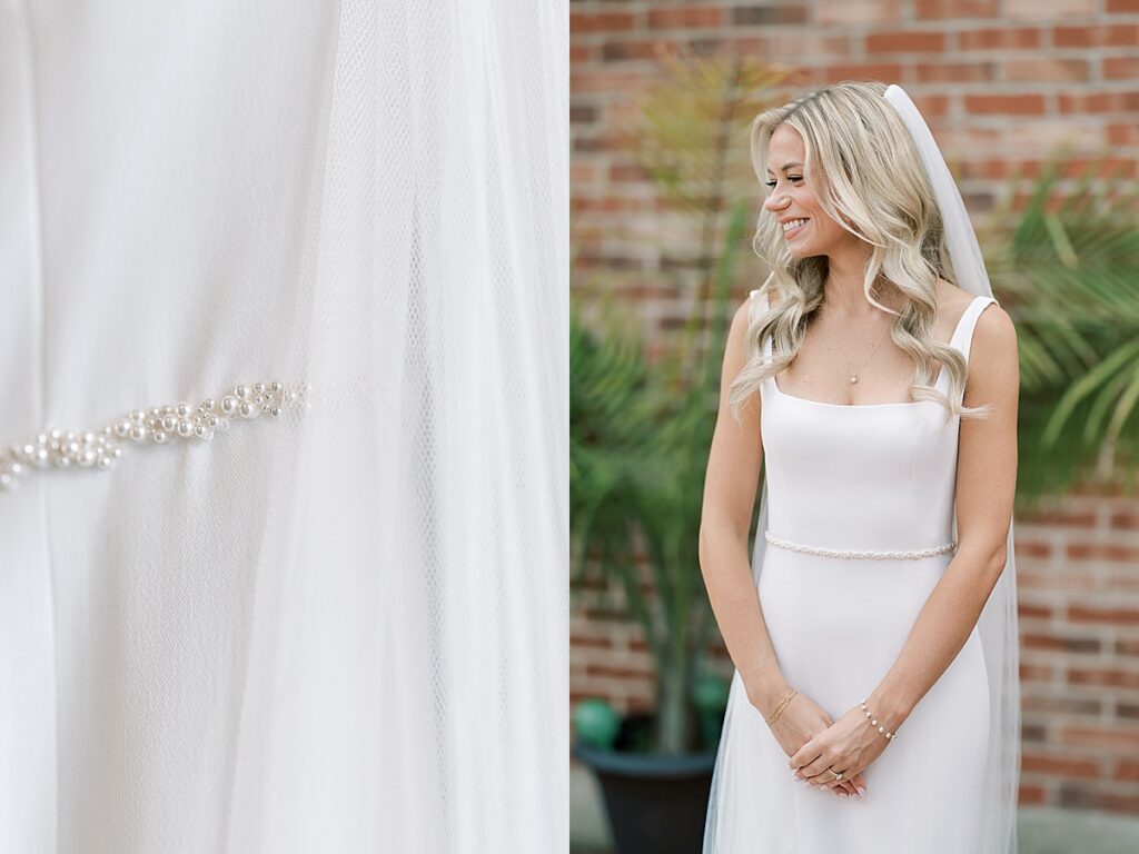 Up close details of bridal dress